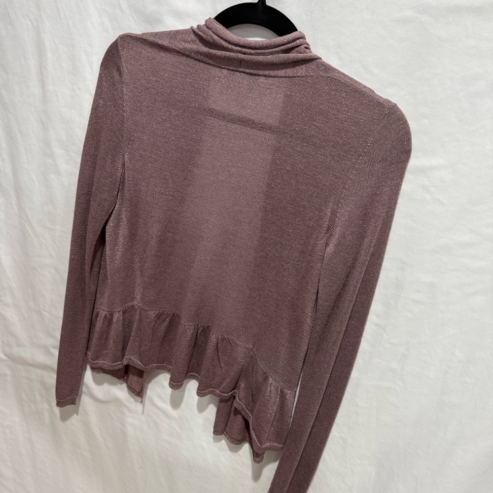 Banana Republic Metallic Ruffle Hem Open Cardigan Small Festive Office Wedding - Picture 10 of 14